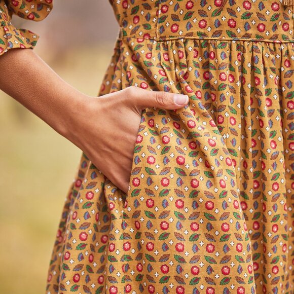 April Cornell Safflower Embroidered Maxi Dress Pockets Prairie Cottage - XXS - Picture 4 of 16